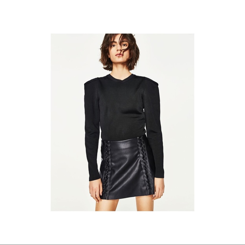 Zara Braided Faux Leather Skirt